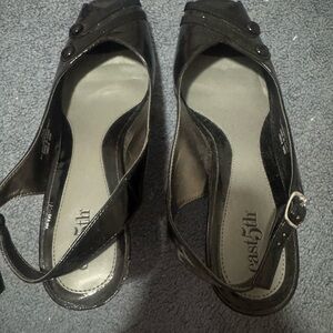 East 5th Black Slingback Heels